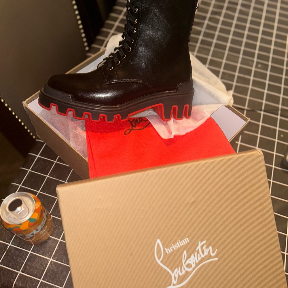 Christian Louboutin Black Combat Boots